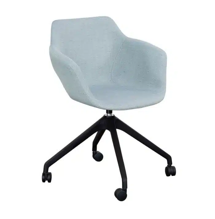 Ora Chair with an upholstered shell and a swivel 4 star black base on castors ORC.S4C.UPH
