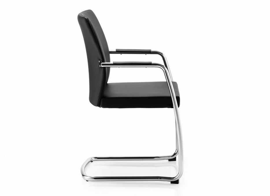 Black Designer Conference/Meeting/Training Chairs Cantilever Frame Stackable 
