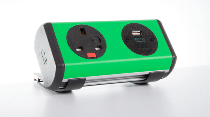 Panda8 Power Modules showing a green unit with black end caps