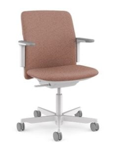 Path Task Chair with light grey arms and base, upholstered in terracotta eco knit fabric