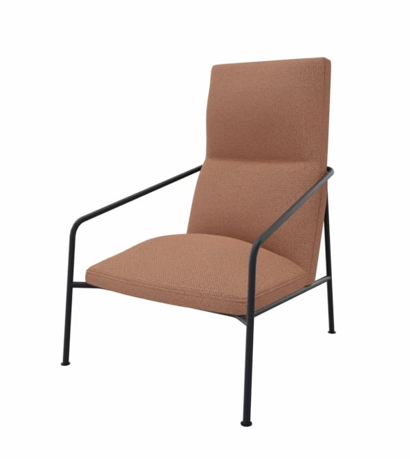 Paulo Lounge Seating - high back armchair with black metal base