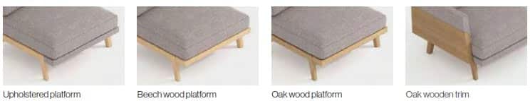 Pausa Modular Seating platform options - upholstered, beech, oak or oak wooden trim