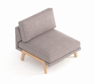 Pausa Modular Seating single seater with upholstered back PSAA2