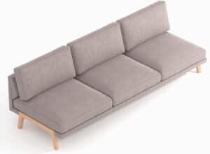 Pausa Modular Seating three seater sofa with wooden trim back PSAF2