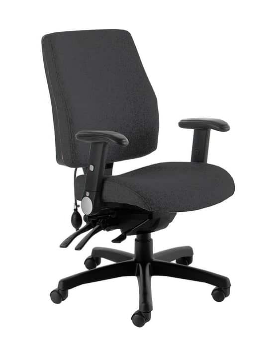 Performance Posture Task Chair, with AAG adjustable arms, inflatable lumbar, seat slide and black nylon 5 star base PM2 AAG