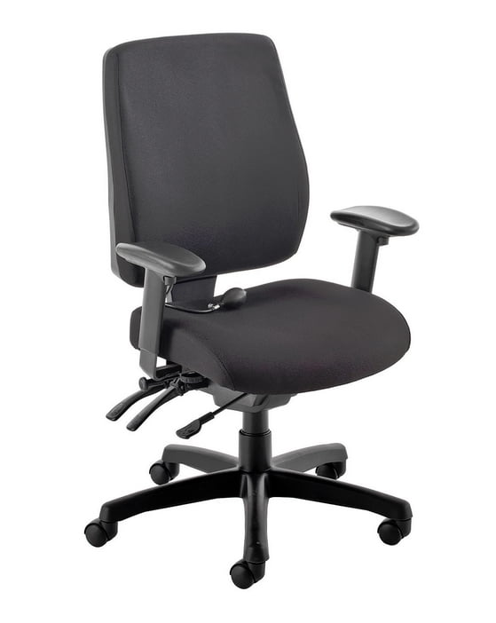 Performance Posture Task Chair, with adjustable arms, inflatable lumbar, seat slide and black nylon 5 star base PM2A