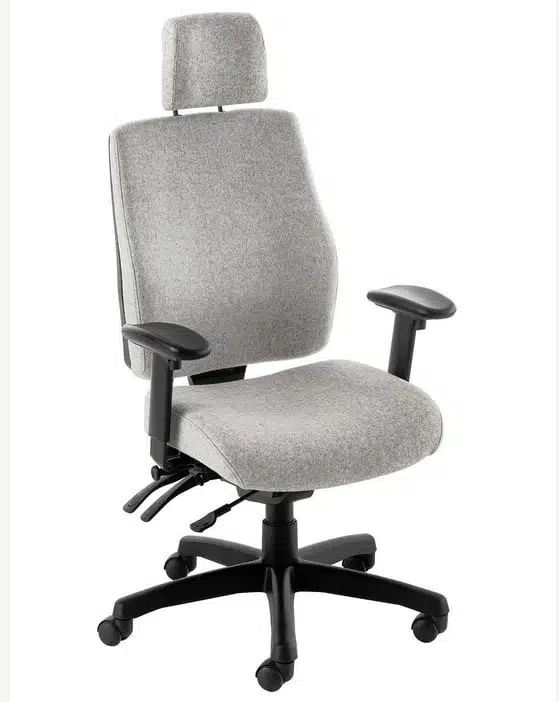Performance Posture Task Chair, with headrest, adjustable arms, inflatable lumbar, seat slide and black nylon 5 star base PH1A