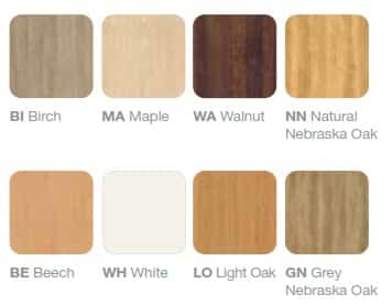 Pigeonhole Units wood finish options - birch, maple, walnut, nebraska oak, beech, white, light oak or grey nebraska oak,