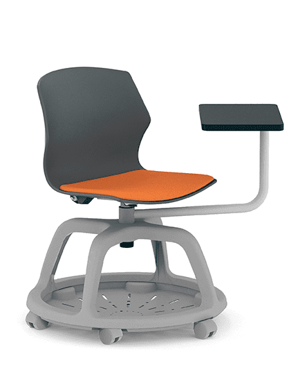 Pimlico Chair swivel chair with castors, tablet, storage base, upholstered seatpad, no arms PM33