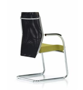 Plan Visitor Chair with mesh back, self arms and chrome cantilever frame PN22C