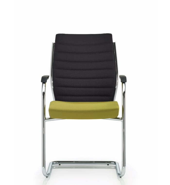 Plan Executive Chair with ribbed back, self arms and chrome cantilever base
