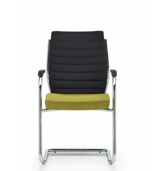 Plan Visitor Chair with ribbed back, self arms and chrome cantilever base