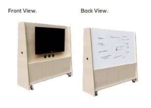 Play Media Unit on castors with monitor bracket, dry wipe panel and power BPY/MED