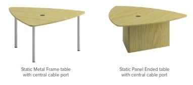 Plectra Tables Showing Steel Leg Base And Solid Panel Base