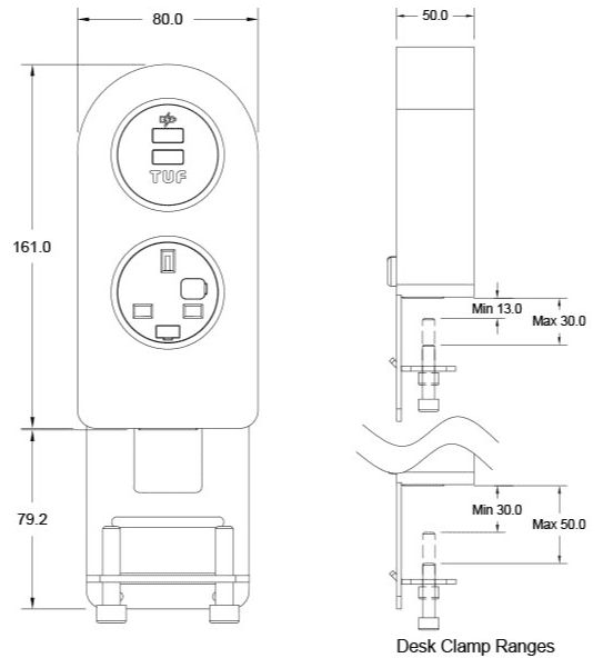 Ply Power Module vertical unit dimensions