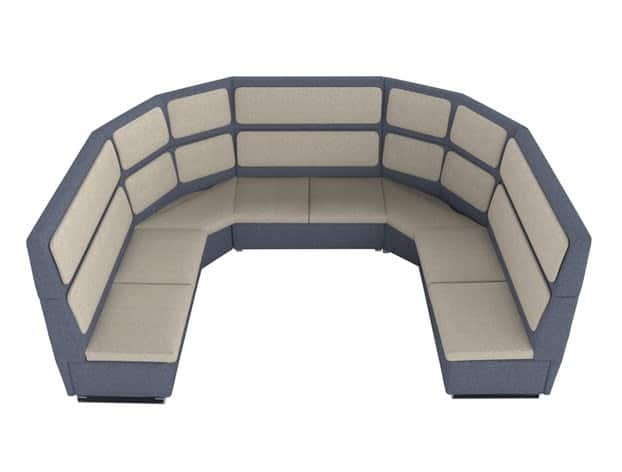 Pod Seating high back 8 seater module with two tone upholstery IP8