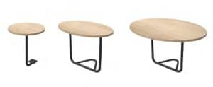 Polka Modular Soft Seating - round and elliptical raised tables with black metal post