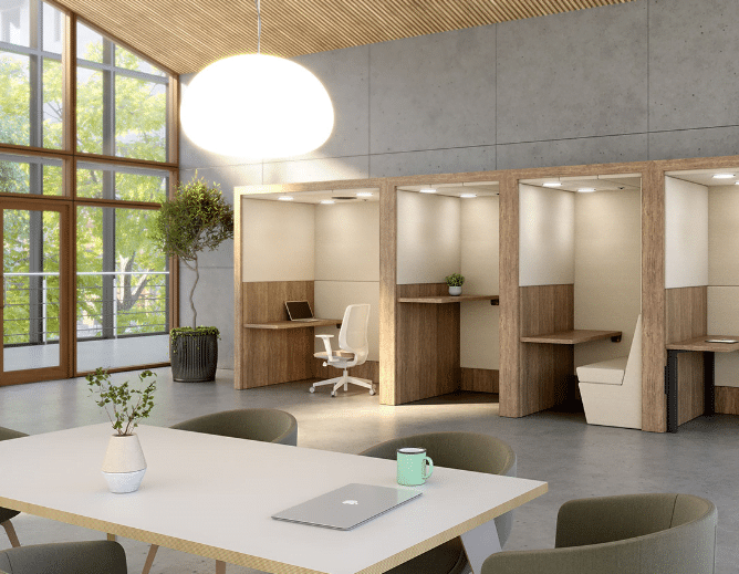 Portals Work Pod 4 units side by side in an office space