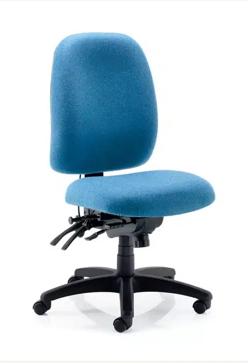Posture Plus Task Chair high back with no arms, blue upholstery and black 5 star nylon base PPI(3)SS