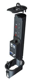 Powertower Module components - Through-Desk Module, Choice of Power, TUF-R USB Charger, Data or AV Sockets, Black