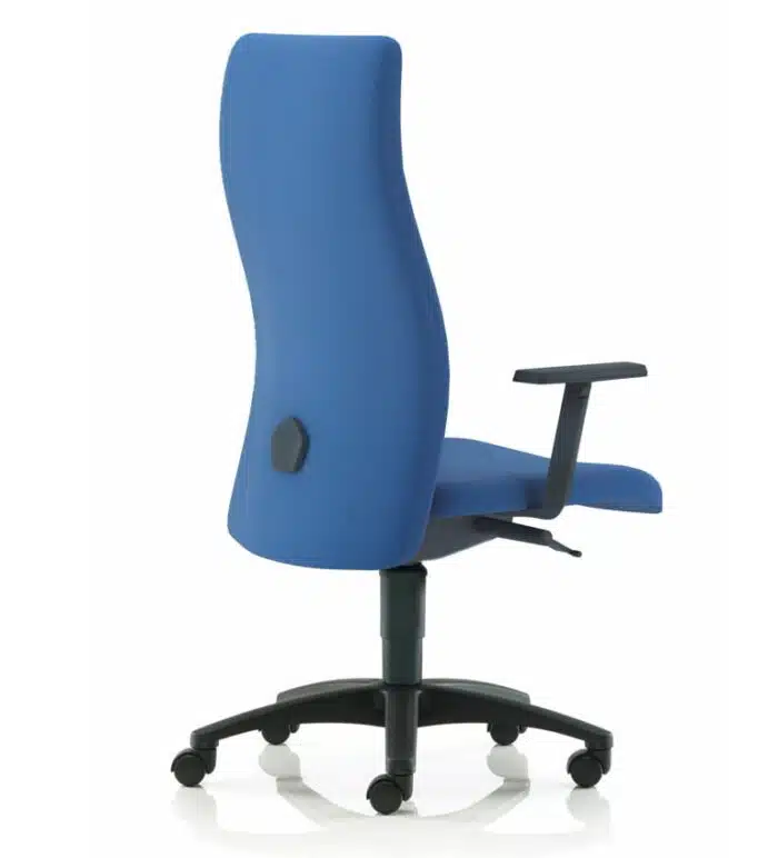 Pro-Activ Task Chair high back with height adjustable arms, synchro mechanism, side tension adjustment, double curvature back, seat and back height adjusment, black nylon base on castors