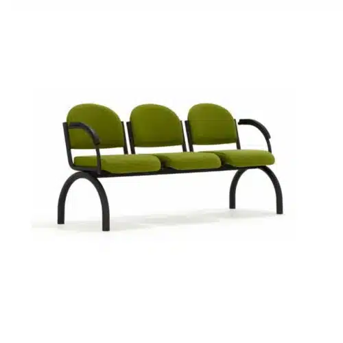 Public Space Beam Seating showing three seats with end arms