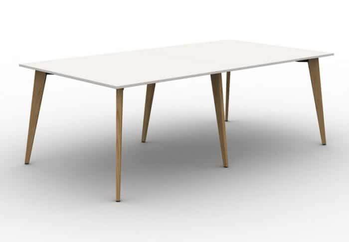 Pyramid Conference Tables starter and end module with wood frame and white top