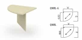 Qudos Desks And Workstations 90 degree two way radius link with wood panel leg