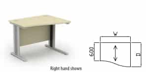 Qudos Desks And Workstations return wave workstation with white, silver, black or graphite frame - right hand shown QRW10