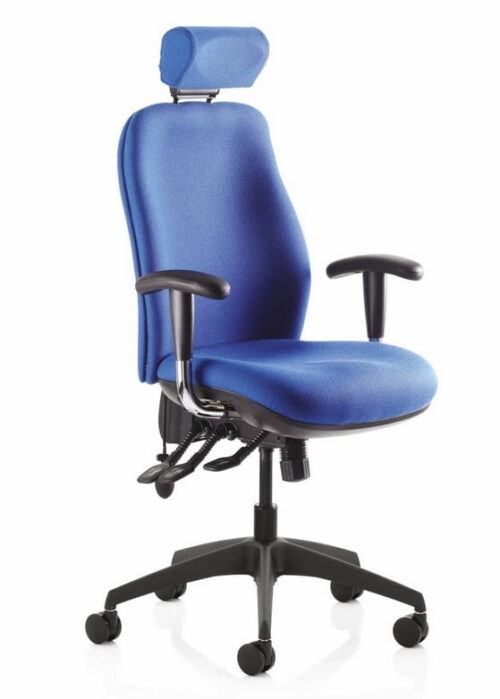 Re-Act Deluxe Task Chair high back with headrest, adjustable arms and black nylon spider base REDHR