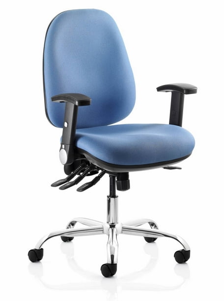 Re-Act Task Chair high back operator chair with adjustable and retractable arms (AM), chrome spider base on castors RE1