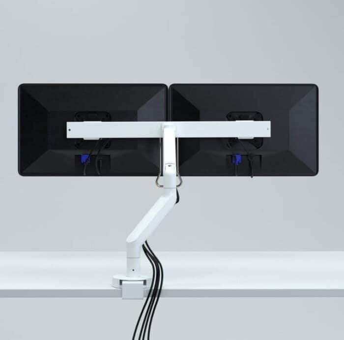Reach Plus Monitor Dual Arm with two screens shown from the rear