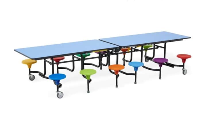 Table Seating Unit 12 seat folding mobile table with integral stools TTK103