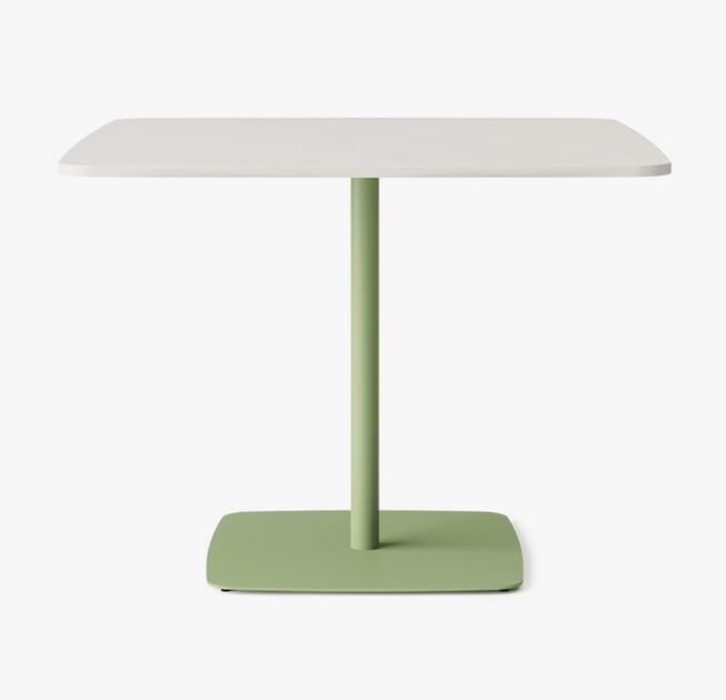 Retro Breakout Table soft square dining table with a green base