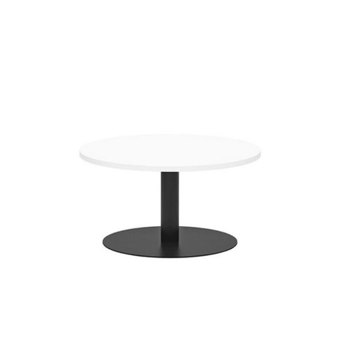 Retro Breakout Tables coffee table with white round top and black base