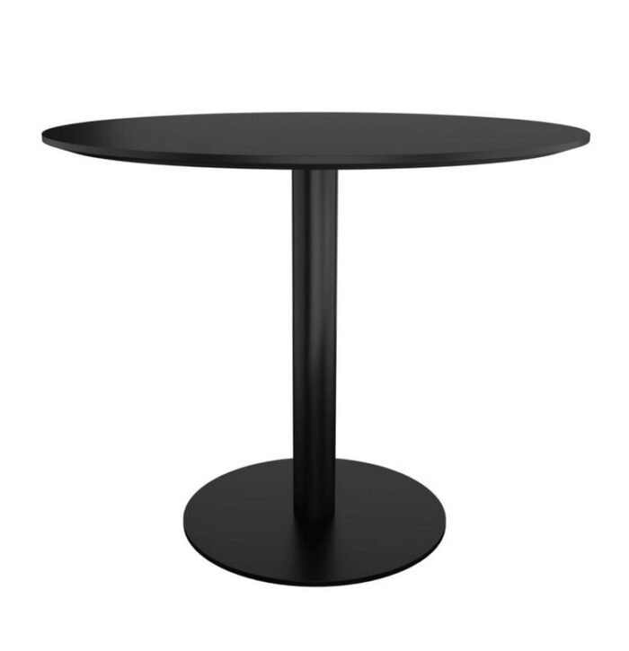 Retro Breakout Tables diner height with round top and base shown in black finish