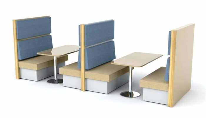 Ripple Booths - Groupl with blue backrests and tables
