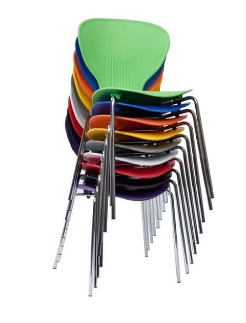 Rochester Breakout Chair & Stool group of stacked chairs in various colours