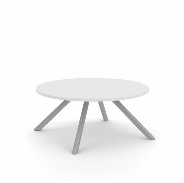Runna Seating coffee table with white top and satin silver frame