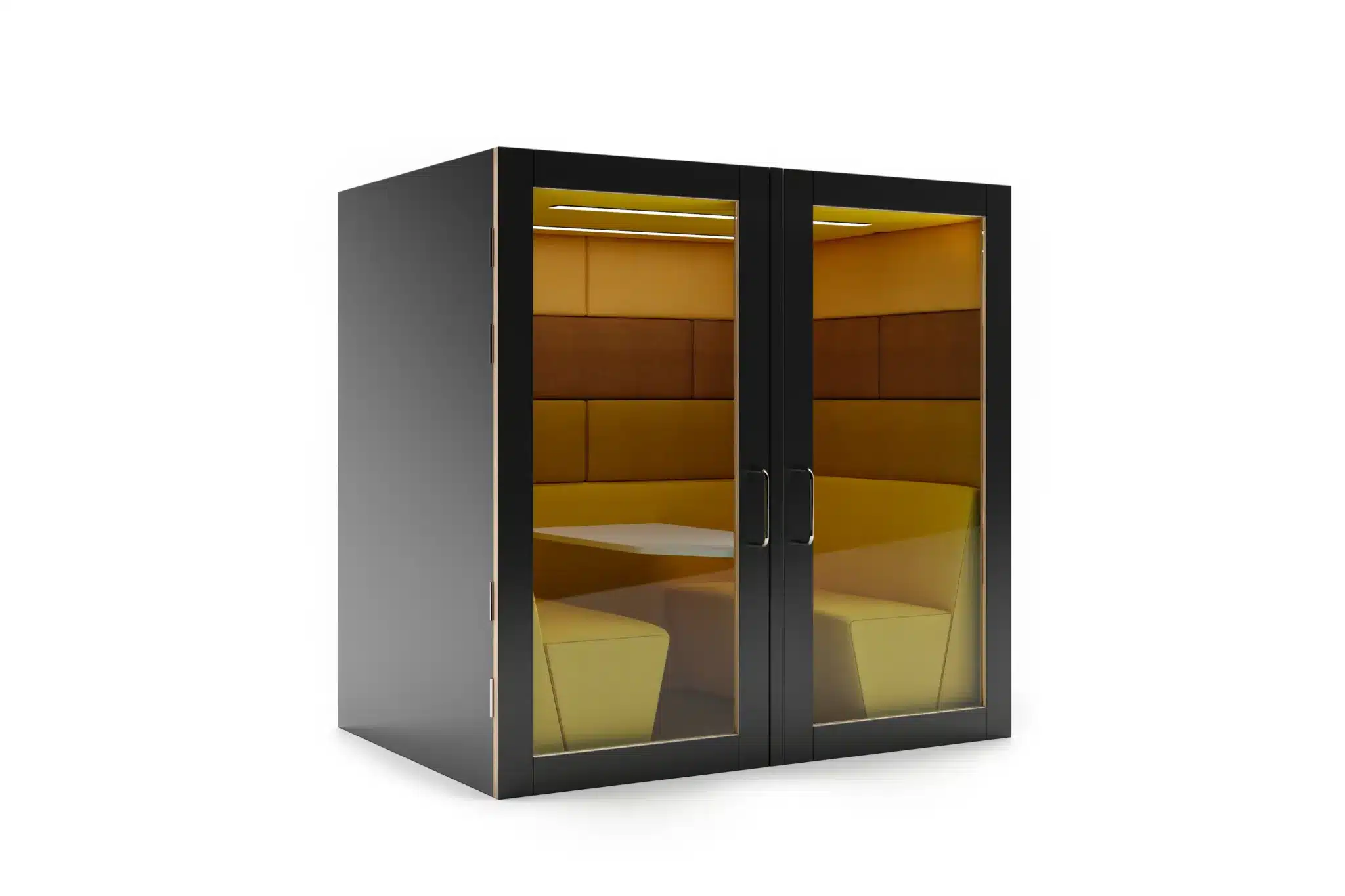 SESSION ACOUSTIC POD 02 GLASS DOOR and Walled Back 4 Seater