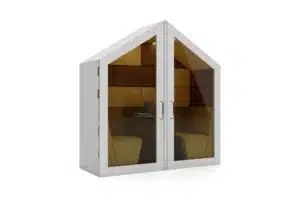 SESSION ACOUSTIC POD 05 U - Glass Front Doors and Walled Back Apex Roof 2 Seater