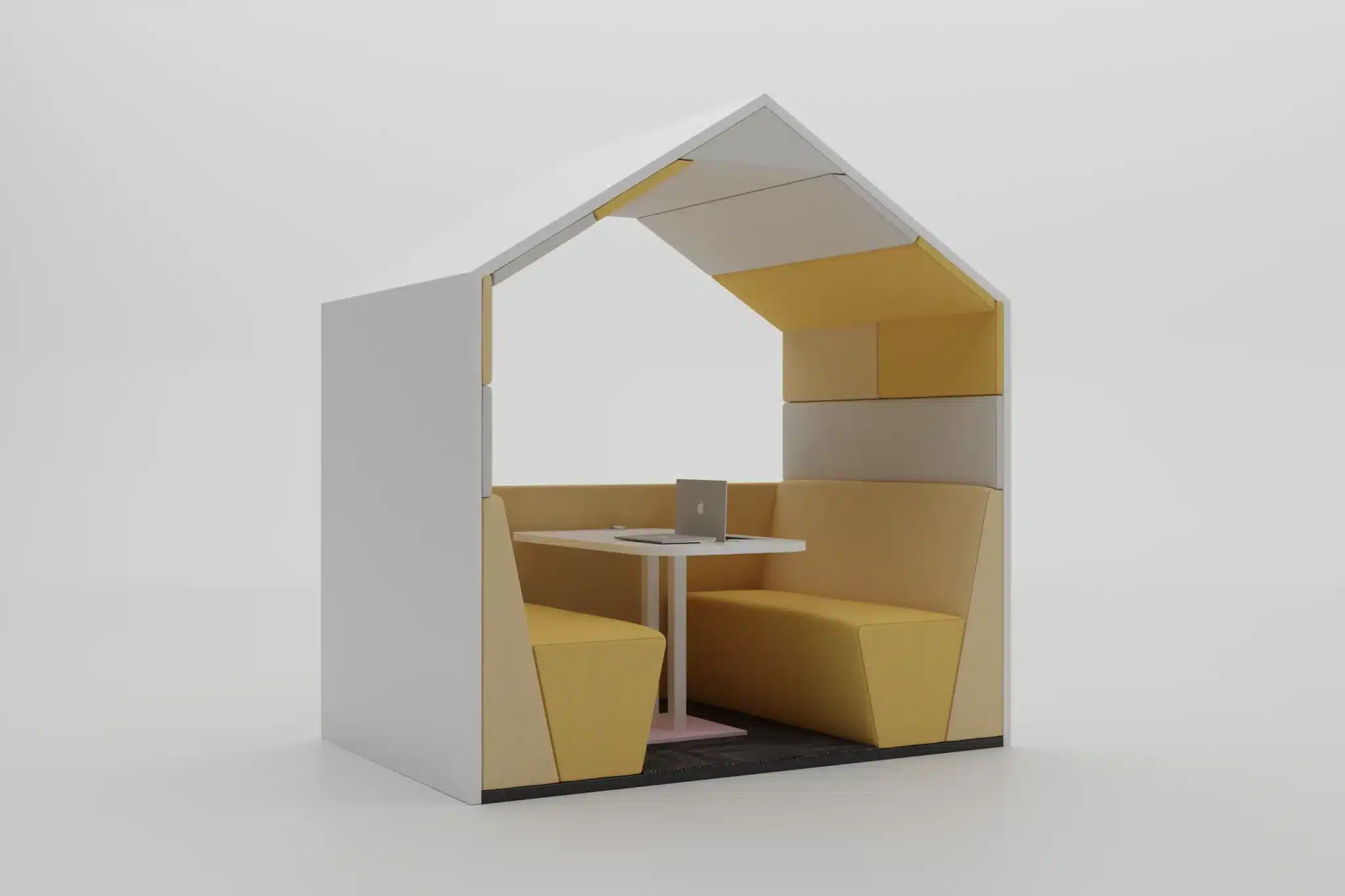 SESSION POD 08 HALF BACK WALL V2 Open Front Apex Roof 4 Seater