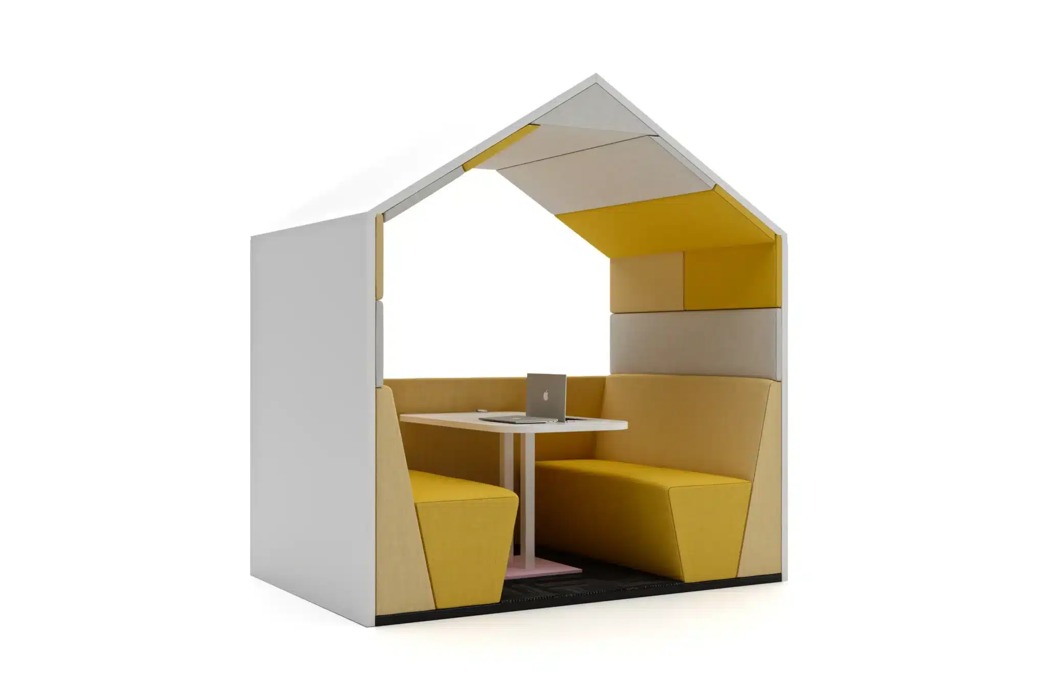 SESSION POD 08 HALF BACK WALL Open Front Apex Roof 4 Seater