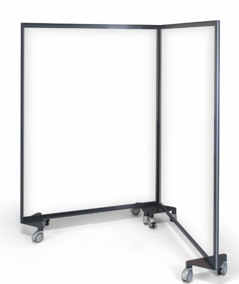 Safeguard Mobile Screens - Motus two linked screens with frames and castors