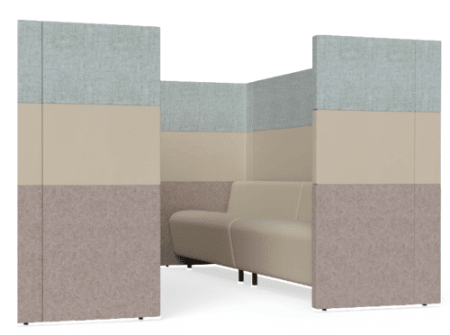 Sahara Meeting Pod single entry square pod shown with sofas MP11-25