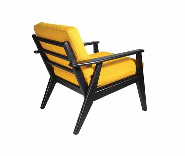 Scandi Lounge Chair with black oak frame and yellow upholstery