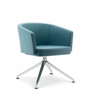 Zone Breakout Chair fully upholstered with polished aluminium raised swivel base and glides ZN30C