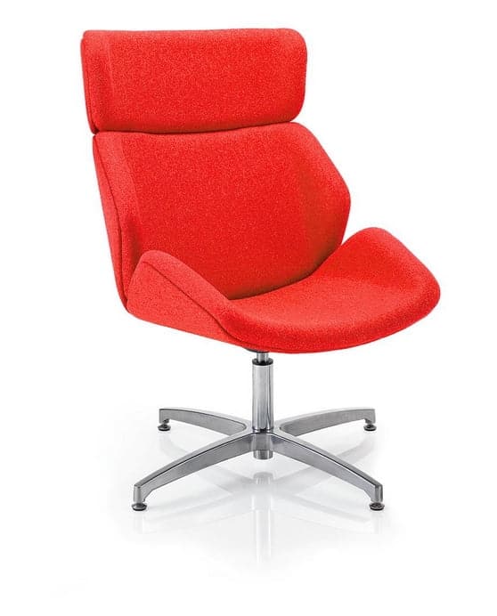 Serenity Plus Chair with headrest and a chrome 4 star memory return base sown with red upholstery