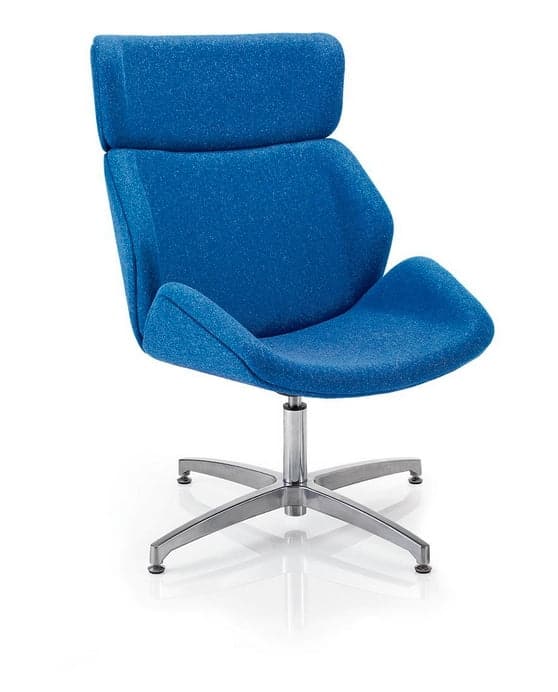Serenity Plus Chair with headrest and a chrome 4 star swivel base sown with blue upholstery