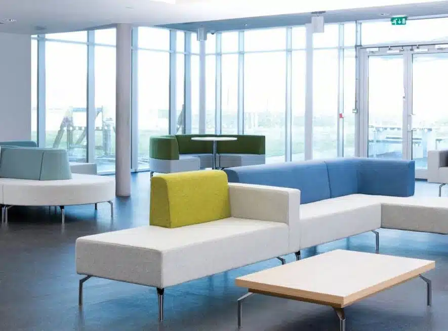Skyline Seating configuration shown with a booth in a breakout space